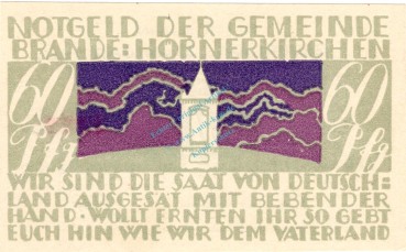 Brande , Notgeld 60 Pfennig Schein unc-kfr. M-G 152.2 , Schleswig Holstein o.D. Seriennotgeld