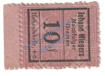 Bremen , Notgeld Wiegers 10 Pfennig in kfr. Tieste 0895.145.11 , Niedersachsen o.D. Verkehrsausgabe