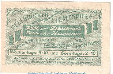 Preview: Briefmarken-Notgeld Köln Dellbrück , 10 Pfennig Schein in kfr. Tieste 3570.05.02 von 1921 , Rheinland Verkehrsausgabe
