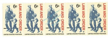 Briefmarken USA 5er Streifen -Law and Order 1968- S.1343 , 5x6 Cent -0503-