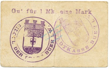 Buer , Notgeld 1 Mark Schein gbr. Diessner 56.5.a , Westfalen o.D. Notgeld 1914-15