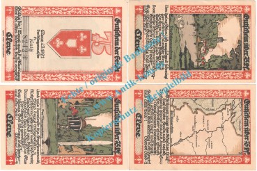 Cleve , Notgeld Set mit 4 Scheinen in kfr. M-G 231.2 , Westfalen 1921 Seriennotgeld