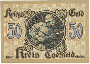 Preview: Coesfeld , Notgeld 50 Pfennig Schein unc-kfr. Tieste 1185.05.16 , NRW o.D. Verkehrsausgabe -4106-