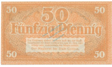 Preview: Cottbus , Notgeld 50 Pfennig Schein unc-kfr. Tieste 1210.25.28 , BBG o.D. Verkehrsausgabe -4133-