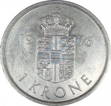 Preview: Dänemark , 1 Krone Münze 1976 -Margrethe II- KM.862.1 ss-vz -0244-