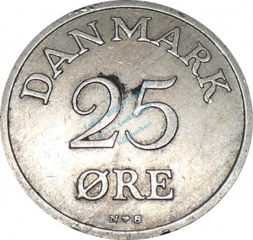 Dänemark , 25 Öre Münze 1950 -unter Frederik IX- KM.842.1 ss. -0255-