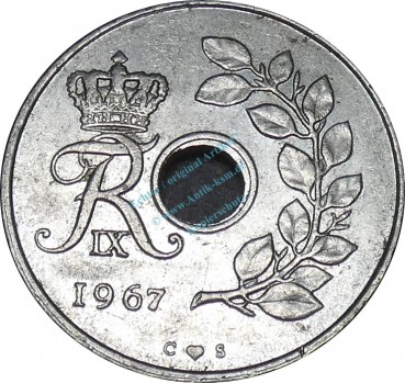 Preview: Dänemark , 25 Öre Münze 1967 -unter Frederik IX- KM.855.1 ss-vz -0253-