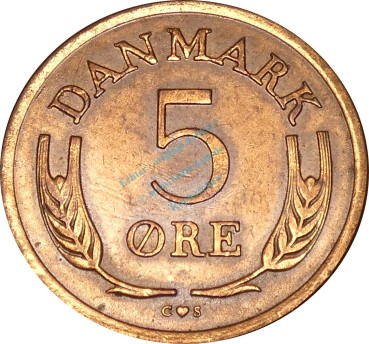 Dänemark , 5 Öre Münze 1964 -gekröntes Monogram- KM.848.1 ss-vz -0252-