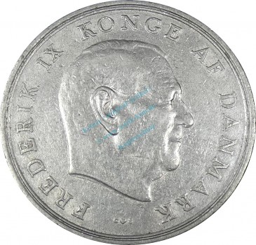 Dänemark , Münze 1 Krone 1961 -Frederik IX- KM.851.1 ss-vz -0241-