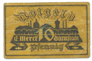Darmstadt , Notgeld 10 Pfennig Schein unc-kfr-. Tieste 1300.10.02 HE o.D. Verkehrsausgabe -4092-