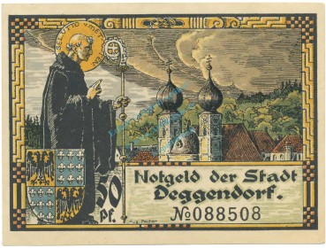 Deggendorf , Notgeld 50 Pfennig Schein unc-kfr. Tieste 1315.25.21 BAY 1920 Verkehrsausgabe -4080-