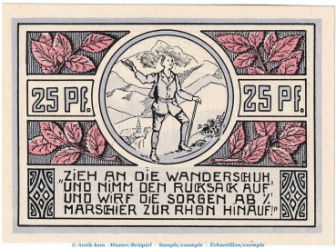 Dermbach Notgeld 264.3.b , 25 Pfennig Schein in kfr. von 1921 , Thüringen Seriennotgeld