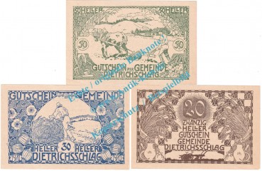 Dietrichschlag , Notgeld Set mit 3 Scheinen in kfr. K-K 124... Oberösterreich o.D.