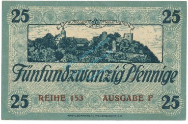 Preview: Dippoldiswalde , Notgeld 25 Pfennig Schein unc-kfr. Tieste 1400.15.02 , S o.D. Verkehrsausgabe -0331-