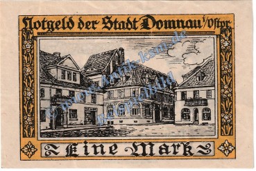 Domnau , Notgeld 1 Mark --verschl. Kreise-- in kfr. M-G 280.2 , Ostpreussen 1921 Seriennotgeld
