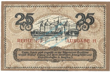 Preview: Dresden , Notgeld 25 Pfennig Schein unc-kfr. Tieste 1500.15.20 , S o.D. Verkehrsausgabe -4134-