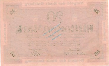 Preview: Duisburg , Banknote 20 Billionen Mark Schein unc-kfr. Keller 1179.r , Rheinland 1923 Inflation