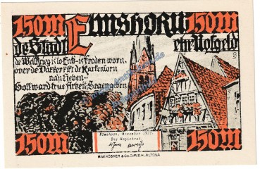 Elmshorn , Notgeld 1,50 Mark Schein in kfr. M-G 1333.1 , Schleswig Holstein 1921 Seriennotgeld
