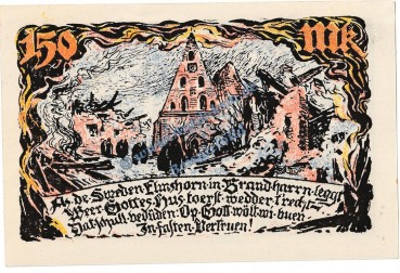 Preview: Vorlage NG  - kfr -Elmshorn , Notgeld 1,50 Mark Schein in kfr. M-G 1333.1 , Schleswig Holstein 1921 Seriennotgeld