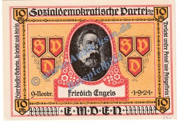 Emden , Notgeld 10 Pfennig -Engels- in kfr. M-G 336.1 Seriennotgeld 1921 Niedersachsen