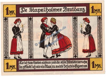 Preview: Erfde , Notgeld 1 Mark Schein in kfr. M-G 340.1 , Schleswig Holstein o.D. Seriennotgeld