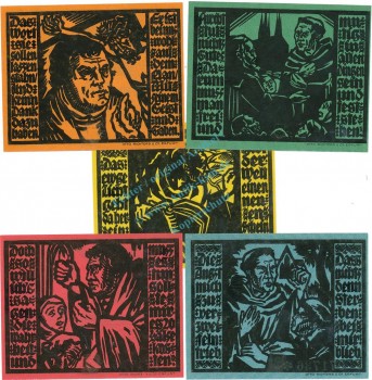 Preview: Erfurt , Notgeld Set 5 Scheine -Nummerngleich- unc-kfr. M-G 344.4 , TH 1921 Seriennotgeld -5790-