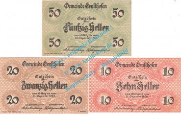 Ernsthofen , Notgeld Set mit 3 Scheinen in kfr. K-K 184... Niederösterreich o.D.