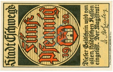 Preview: Eschwege , Notgeld 5 Pfennig Schein unc-kfr. Ti.1785.05.30 , Hessen 1920 Verkehrsausgabe