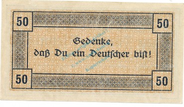 Preview: Eschweiler , Notgeld 50 Pfennig Schein unc-kfr. Ti.1790.05.06 , Rheinland 1918 Verkehrsausgabe