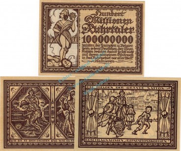 Essen , 3 Propaganda- Scherzscheine unc-kfr. Keller..... Westfalen 1923 Inflation