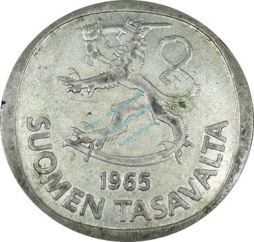 Preview: Finnland , 1 Markka Münze 1965 -Suomen Tasavalta- KM.49 ss -0247-