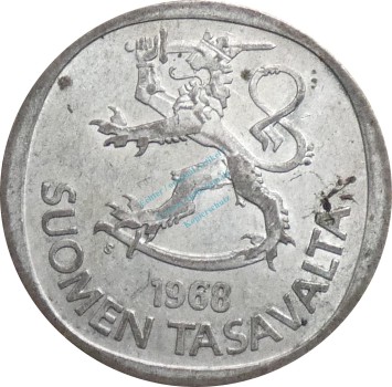 Preview: Finnland , 1 Markka Münze 1968 -Suomen Tasavalta- KM.49 ss -0258-