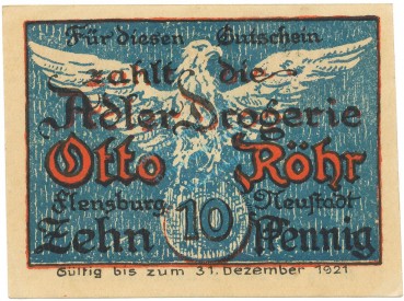 Flensburg , Notgeld 10 Pfennig Schein unc-kfr. M-G 363.1.a , SH o.D. Seriennotgeld -2937-
