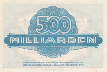 Preview: Freital , Banknote 500 Milliarden Mark Schein in kfr. Keller 1603.i , Sachsen 1923 Grossnotgeld - Inflation