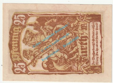 Preview: Furth i.W. Notgeld 25 Pfennig Schein in kfr. Tieste 2095.05.05 , Bayern 1920 Verkehrsausgabe