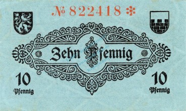 Preview: Görlitz , Notgeld 10 Pfennig Schein unc-kfr. Ti.2310.15.05 , Schlesien 1917 Verkehrsausgabe