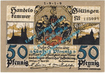 Göttingen , Notgeld 50 Pfennig Schein in kfr. Tieste 2320.10.20 , Niedersachsen 1919 Verkehrsausgabe