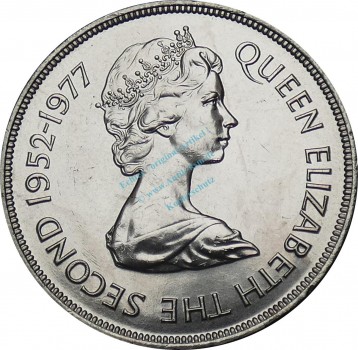 Gibraltar , 25 Pence Münze 1977 -Elizabeth II- KM.10 vz-stgl -0263-