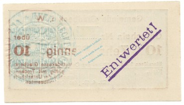 Preview: Gladbeck , Notgeld 10 Pfennig Schein unc-kfr.E Tieste 2240.05.01 , Westfalen 1917 Verkehrsausgabe