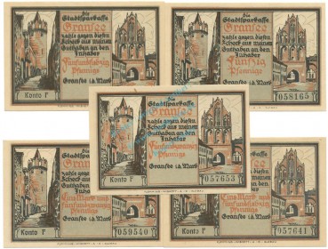 Gransee , Notgeld Set 5 x Konto -F- unc-kfr. M-G 465.1 , BBG o.D. Seriennotgeld -5797-