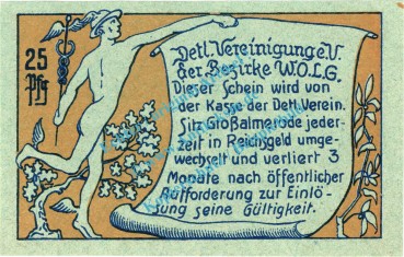 Preview: Grossalmerode , Notgeld 25 Pfennig Schein in kfr. Tieste 2500.05.10 , Hessen o.D. Verkehrsausgabe