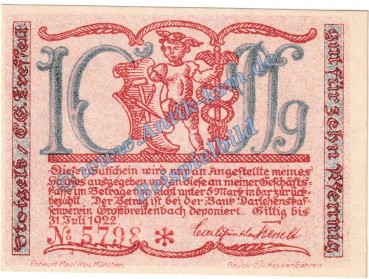 Grossbreitenbach , Notgeld 10 Pfennig -KN-rot- in kfr. M-G 477.3.b , Thüringen o.D. Seriennotgeld