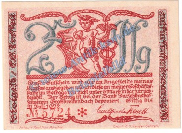 Grossbreitenbach , Notgeld 25 Pfennig -KN rot- in kfr. M-G 477.3.b , Thüringen o.D. Seriennotgeld