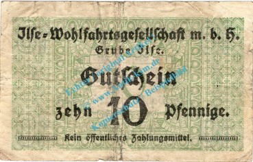 Grube Ilse , Notgeld 10 Pfennig Schein in gbr. Tieste 2630.05.03 , Brandenburg o.D. Verkehrsausgabe