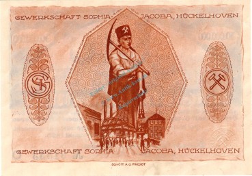 Preview: Hückelhoven , Banknote 50 Millionen Mark Schein unc-kfr. Keller 2456.b Rheinland 1923 Inflation