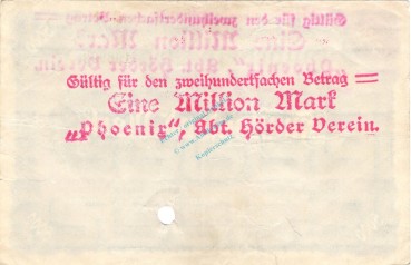 Preview: Hörde , Banknote 1 Million Schein gbr.E Müller 2135.W1 , Westfalen 1922 Grossnotgeld