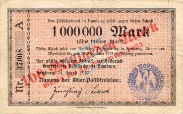 Hamburg , Banknote 100 Milliarden Mark Schein gbr. Keller 2130.b , Hamburg 1923 Inflation