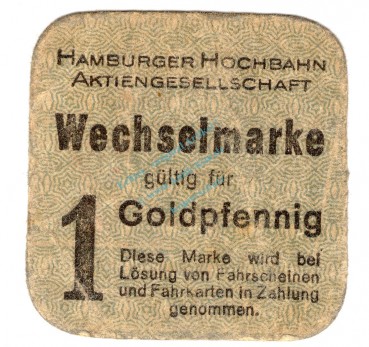 Hamburg , Banknote 1 Gold Pfennig Schein in unc-kfr. Müller 2355.1 , Hamburg o.D. Wertbeständig
