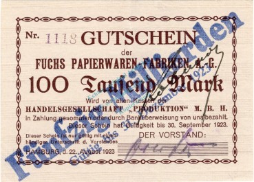 Hamburg , Banknote 50 Milliarden Überdruck unc-kfr. Keller 2116... Hamburg 1923 Inflation