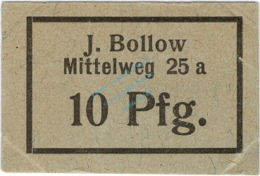 Hamburg , Notgeld 10 Pfennig Schein unc-kfr. Ti.2765.075.01 , Hamburg o.D. Verkehrsausgabe